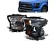 Factory Style Headlights with Amber Corners; Chrome Housing; Smoked Lens (15-17 F-150 w/ Factory Halogen Headlights)