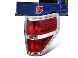 Factory Style Tail Lights; Chrome Housing; Red Lens; Driver Side (09-14 F-150 Styleside)