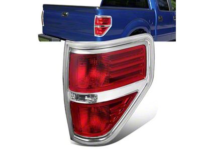 Factory Style Tail Lights; Chrome Housing; Red Lens; Driver Side (09-14 F-150 Styleside)