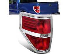 Factory Style Tail Lights; Chrome Housing; Red Lens; Passenger Side (09-14 F-150 Styleside)