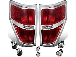 Factory Style Tail Lights; Chrome Housing; Red Lens (09-14 F-150 Styleside)