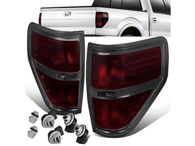 Factory Style Tail Lights; Chrome Housing; Smoked Red Lens (09-14 F-150 Styleside)