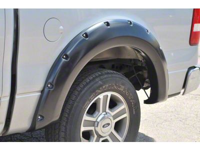 Elite Series Rivet Style Fender Flares; Rear; Smooth Black (04-08 F-150 Styleside)