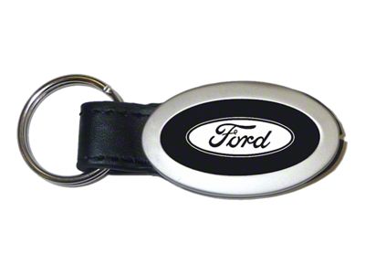 Ford Leather Key Fob; Black Oval