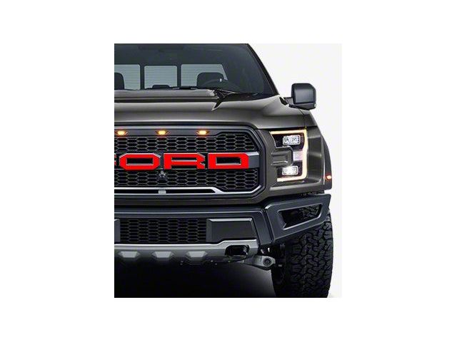 Front Grille Letter Overlays; Black Reflective (17-20 F-150 Raptor)