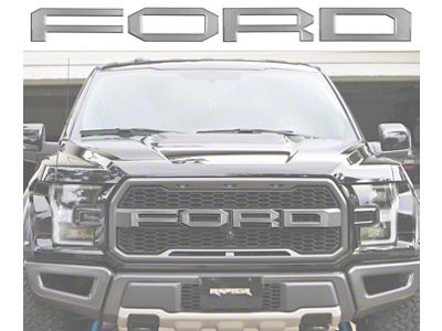 Front Grille Letter Overlays; Ingot Silver (17-20 F-150 Raptor)