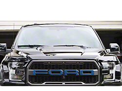 Front Grille Letter Overlays; Performance Blue (17-20 F-150 Raptor)