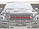 Front Grille Letter Overlays; Reflective Black Topo with Red Outline (17-20 F-150 Raptor)