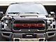 Front Grille Letter Overlays; Reflective Black Topo with Red Outline (17-20 F-150 Raptor)