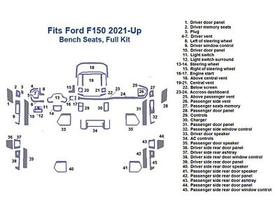 Full Dash Trim Kit; Carbon Fiber Finish (21-24 F-150 w/ Bench Seat)