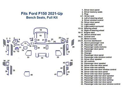 Full Dash Trim Kit; Grey Rosewood Finish (21-24 F-150 w/ Bench Seat)