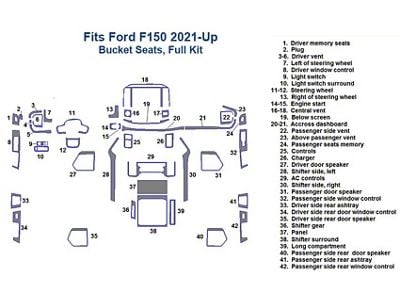 Full Dash Trim Kit; Light Burlwood Finish (21-24 F-150 w/ Bucket Seats)