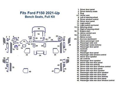 Full Dash Trim Kit; Light Burlwood Finish (21-24 F-150 w/ Bench Seat)