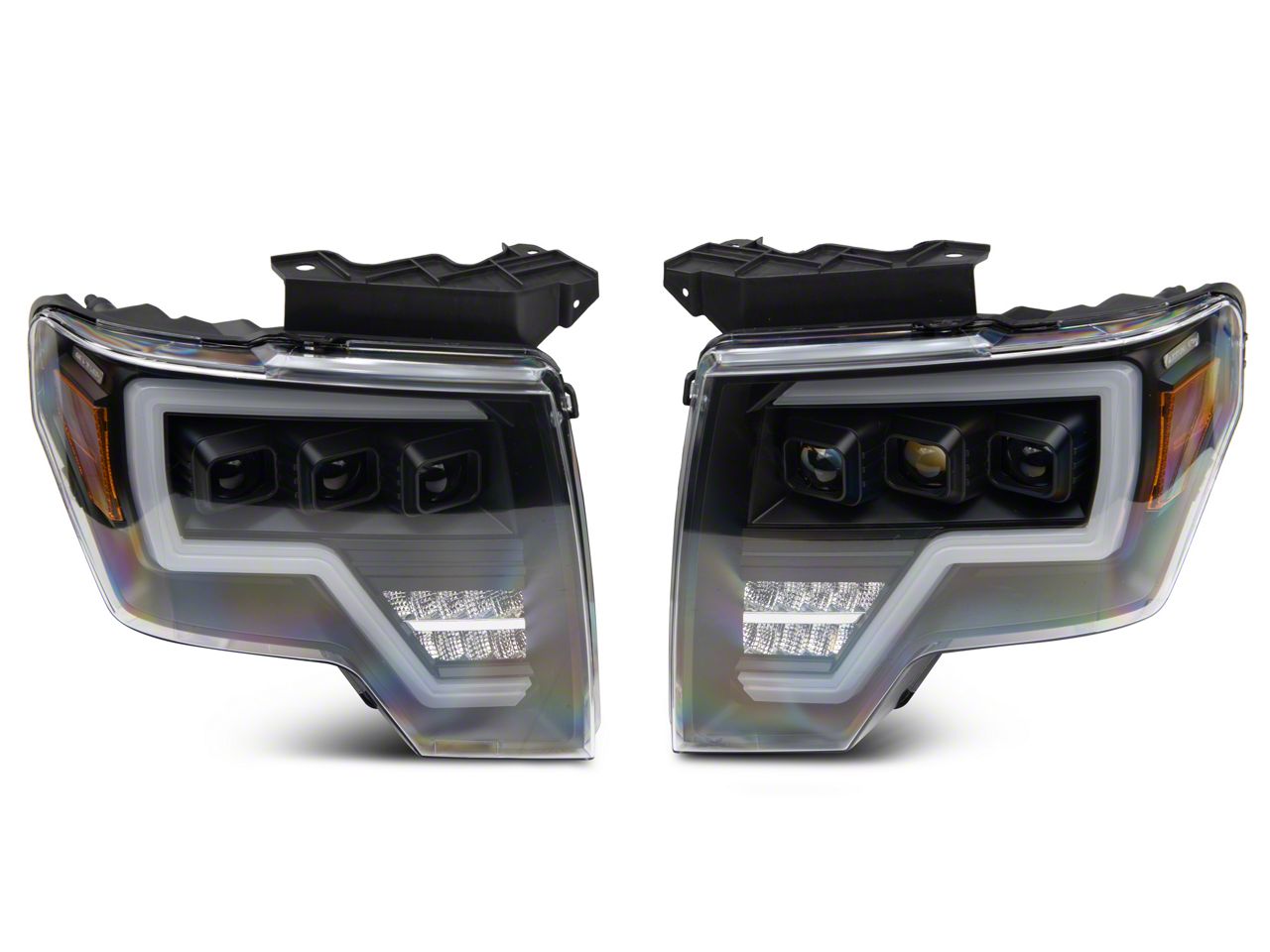 F 150 Full Led Drl Projector Headlights Black Housing Clear Lens 09 14 F 150 Wo Factory Hid 6162