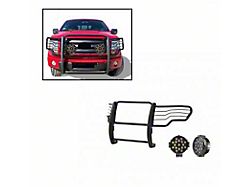 Grille Guard with 7-Inch Black Round LED Lights; Black (09-14 F-150, Excluding Raptor)