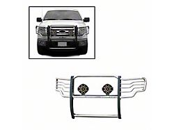 Grille Guard with 7-Inch Black Round LED Lights; Stainless Steel (09-14 F-150, Excluding Raptor)