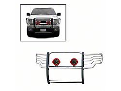 Grille Guard with 7-Inch Red Round LED Lights; Stainless Steel (09-14 F-150, Excluding Raptor)