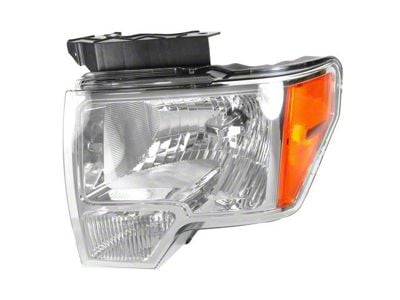 Halogen Headlight; Chrome Housing; Clear Lens; Driver Side (09-14 F-150 w/ Factory Halogen Headlights)