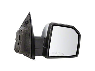 Heated Powered Mirror with Chrome Cap; Textured Black (19-20 F-150 w/o 360-Degree Camera)