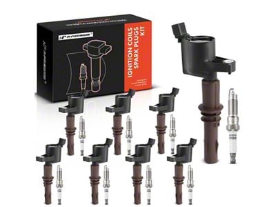 Ignition Coil Set with Iridium Spark Plugs; Black (Late 08-10 5.4L F-150; 09-10 4.6L F-150)