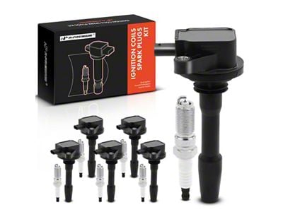 Ignition Coil Set with Iridium Spark Plugs; Black (18-21 3.3L F-150)