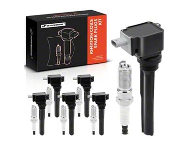 Ignition Coil Set with Iridium Spark Plugs; Black (17-19 3.5L EcoBoost F-150)