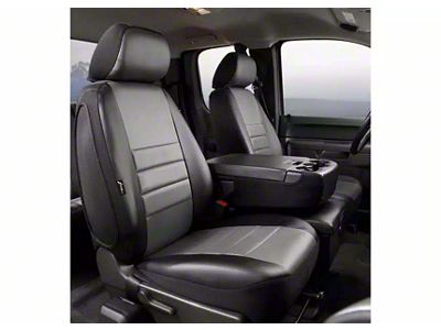 Fia LeatherLite Series Front Seat Covers; Gray (00-03 F-150 w/ Bench Seat, Built-In Headrests & Center Armrest w/ 2 Cup Holders)