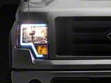 LED Bar Factory Style Headlights with Amber Reflectors; Chrome Housing; Clear Lens (09-14 F-150 w/ Factory Halogen Headlights)