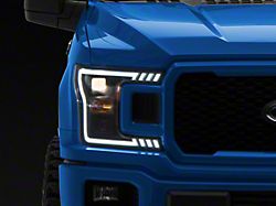 LED DRL Light Bar Projector Headlights; Black Housing; Clear Lens (18-20 F-150 w/ Factory Halogen Headlights)