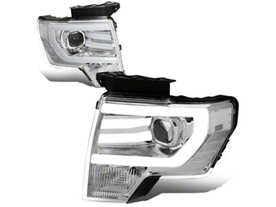 LED DRL Projector Headlights; Chrome Housing; Clear Lens (09-14 F-150 w/ Factory Halogen Headlights)