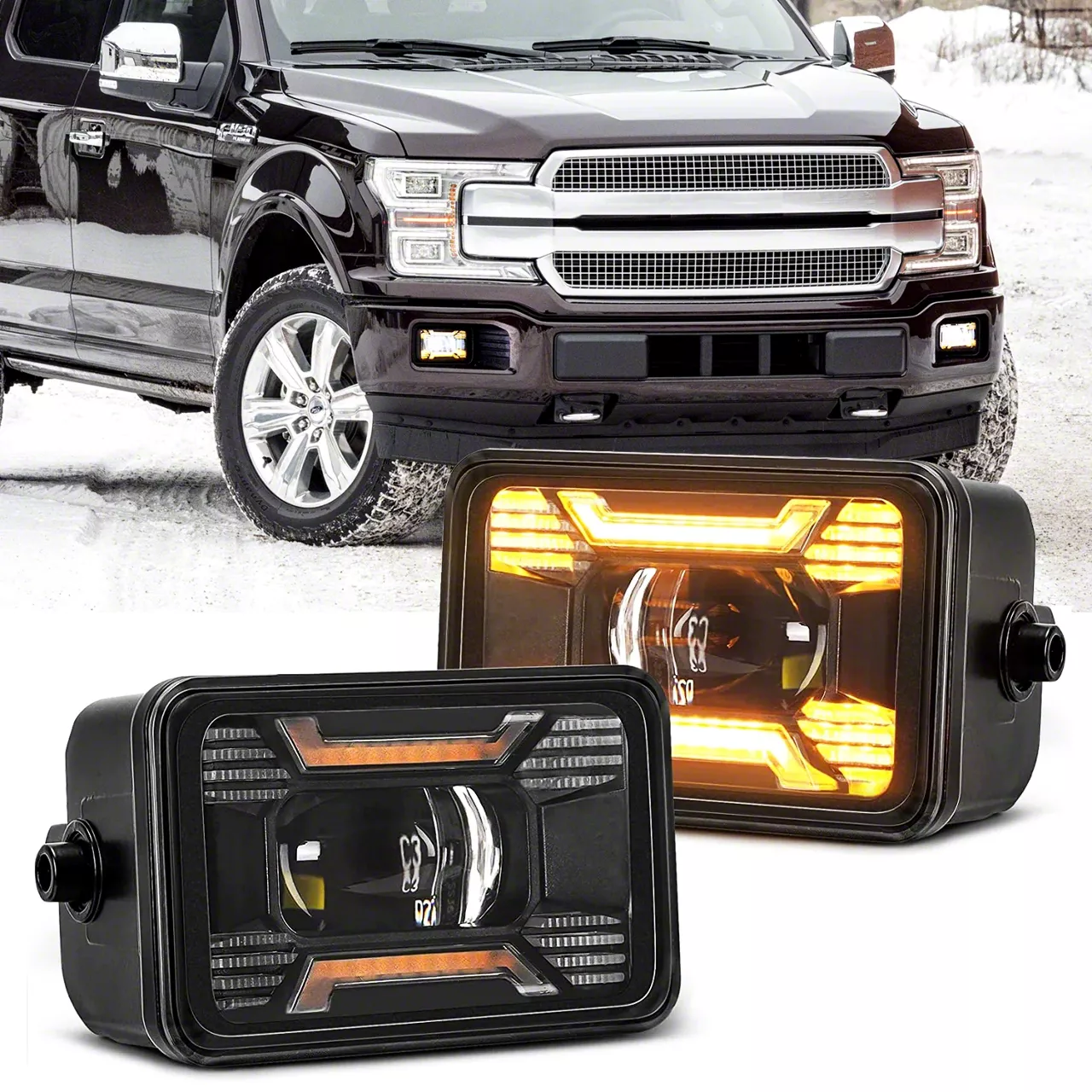 F 150 Led Fog Lights With Drl And Amber Turn Signal Black Housing 15 20 F 150 Excluding 5496