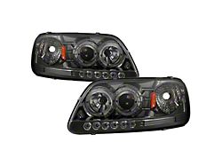 LED Halo Projector Headlights; Chrome Housing; Smoked Lens (97-03 F-150)