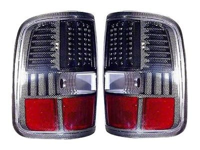 LED Tail Lights; Carbon Fiber Housing; Red/Clear Lens (04-08 F-150 Styleside)