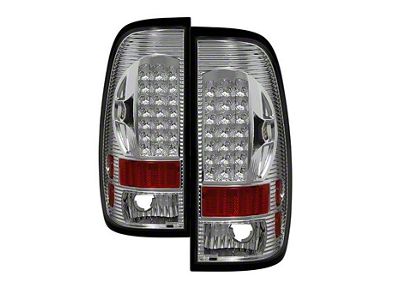 LED Tail Lights; Chrome Housing; Clear Lens (97-03 F-150 Styleside Regular Cab, SuperCab)