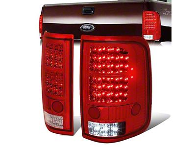 LED Tail Lights; Chrome Housing; Red Lens (04-08 F-150 Styleside)