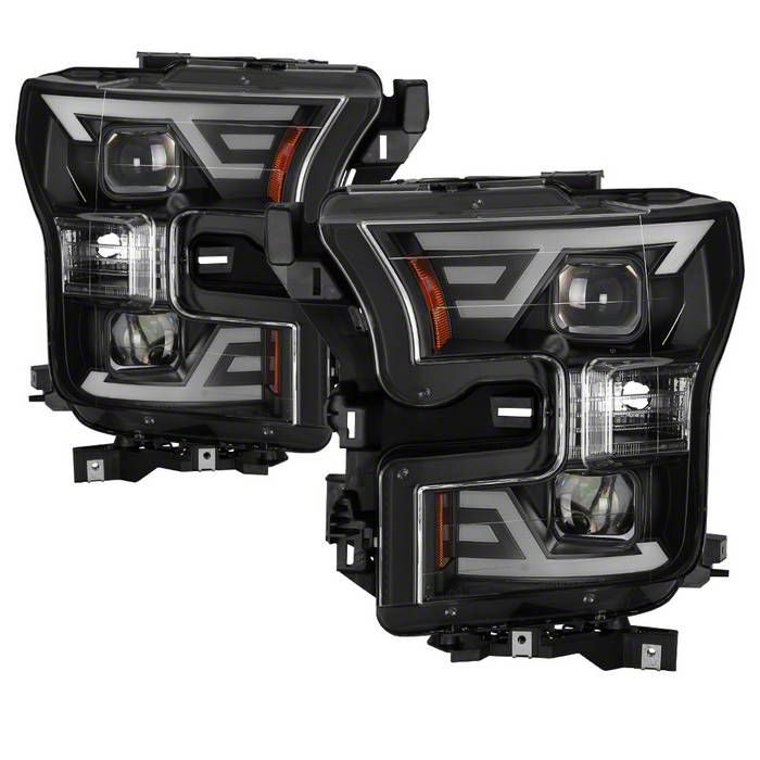 F 150 Light Bar Drl Projector Headlights Black Housing Clear Lens 15 17 F 150 W Factory 6476