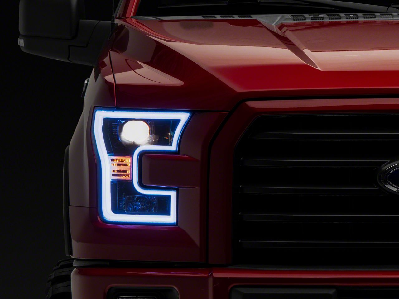 F 150 Light Bar Drl Projector Headlights Gloss Black Housing Smoked Lens 15 17 F 150 W 5146