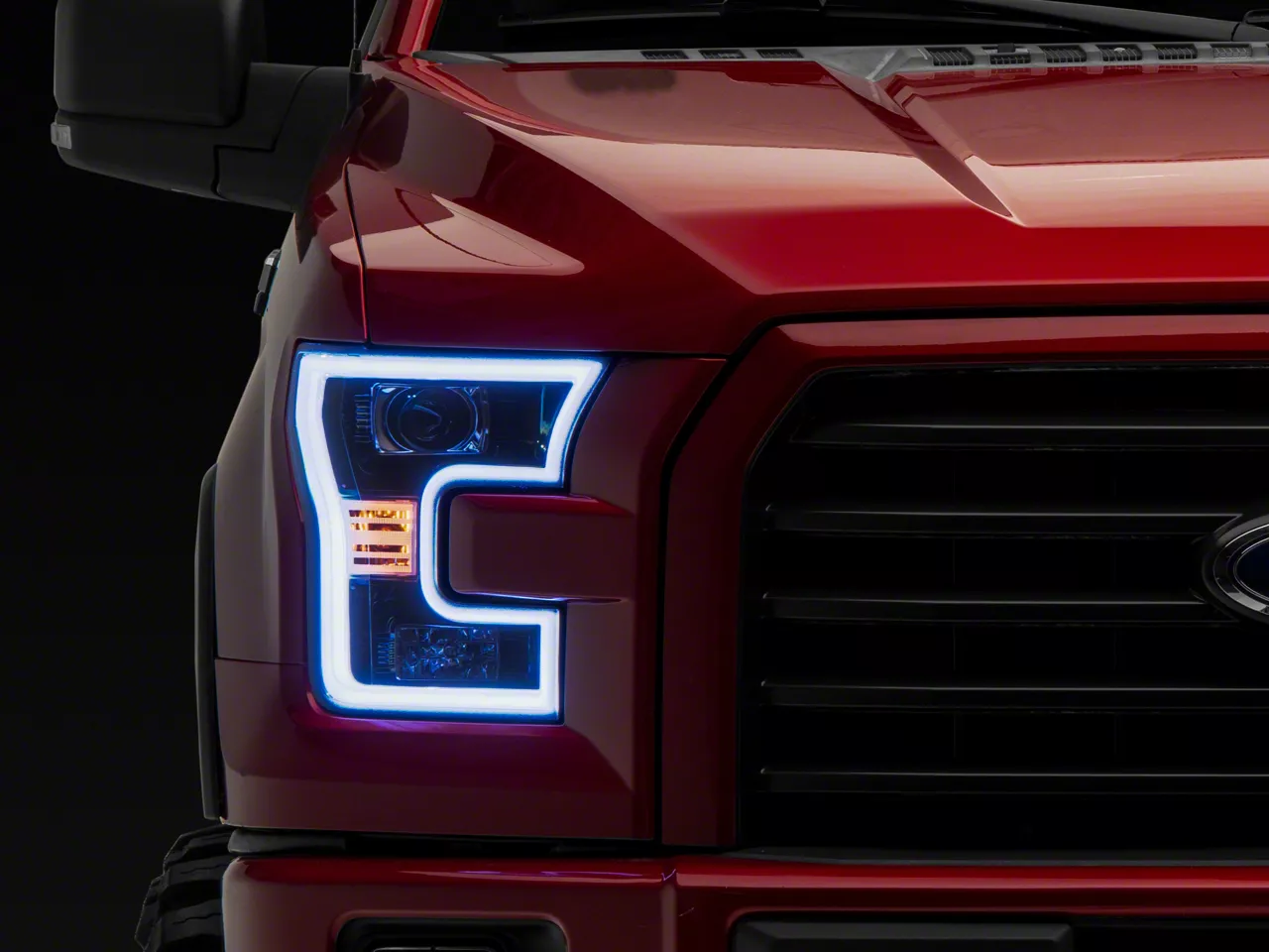 F 150 Light Bar Drl Projector Headlights Gloss Black Housing Smoked Lens 15 17 F 150 W 5297