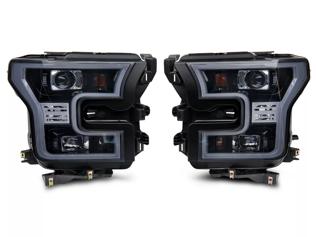 F 150 Light Bar Drl Projector Headlights Gloss Black Housing Smoked Lens 15 17 F 150 W 4511