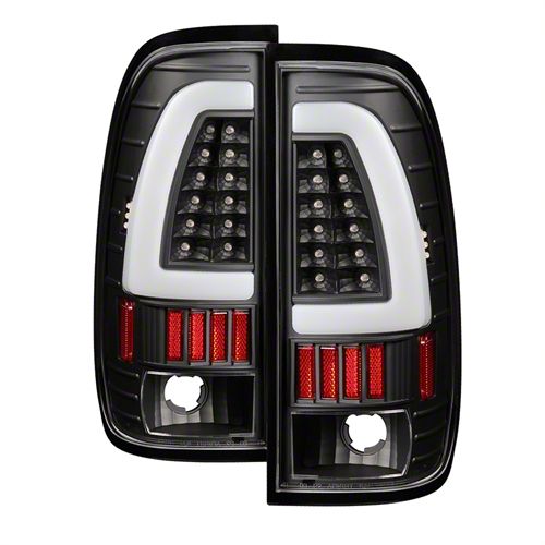 F-150 Light Bar LED Tail Lights; Black (97-03 F-150 Styleside Regular ...