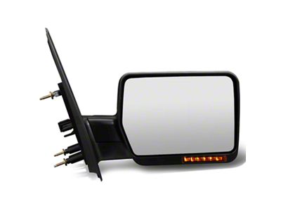 Manual Towing Mirror with Amber LED Turn Signal; Black; Passenger Side (04-14 F-150)