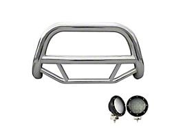 Max Bull Bar with 5.30-Inch Black Round Flood LED Lights; Stainless Steel (99-03 F-150)