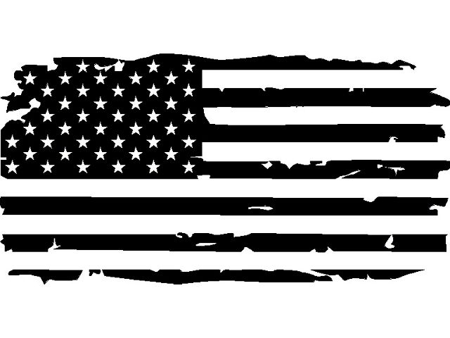 Moonroof Tattered American Flag Decal; Matte Black (97-24 F-150)