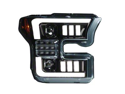 OLED DRL Projector Headlights with LED Turn Signals; Black Housing; Smoked Lens (15-17 F-150 w/ Factory Halogen Headlights)