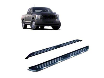 Pinnacle Running Boards; Black and Silver (15-24 F-150 Super Cab)