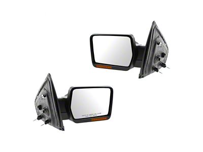 Powered Heated Memory Power Folding Mirrors with Puddle Lights and Turn Signal; Chrome (09-10 F-150)