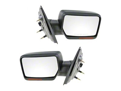 Powered Heated Mirrors with Turn Signal; Textured Black (07-08 F-150)