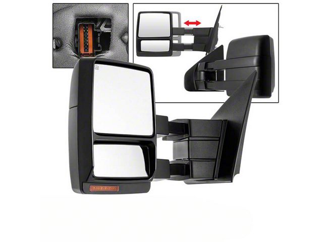 Powered Heated Telescoping Mirror with Amber LED Turn Signal; Driver Side (04-06 F-150)