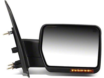 Powered Heated Towing Mirror with Amber LED Turn Signal; Black; Passenger Side (04-14 F-150)