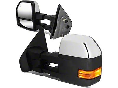 Powered Heated Towing Mirrors with Puddle Lights and Amber LED Turn Signals; Chrome (04-14 F-150)